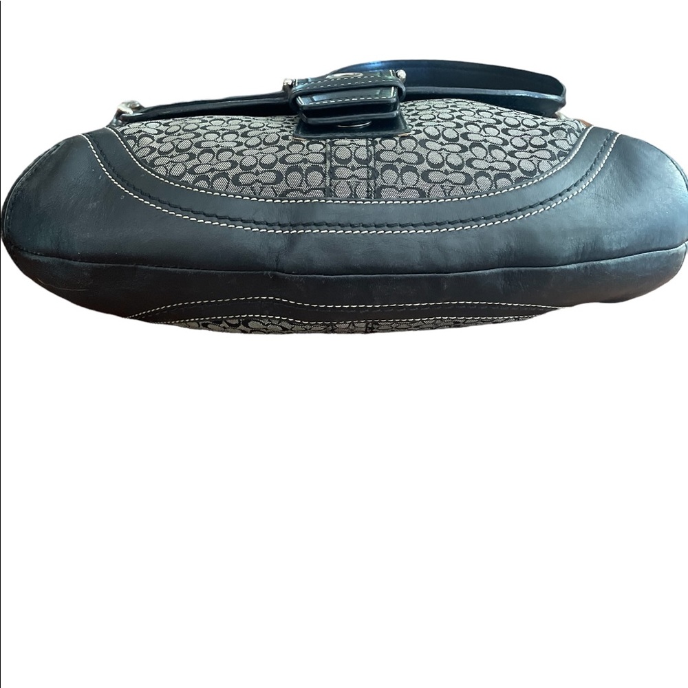 Coach Signature Soho Gray Canvas/Leather trim Buckle Bag. - Picture 4 of 9